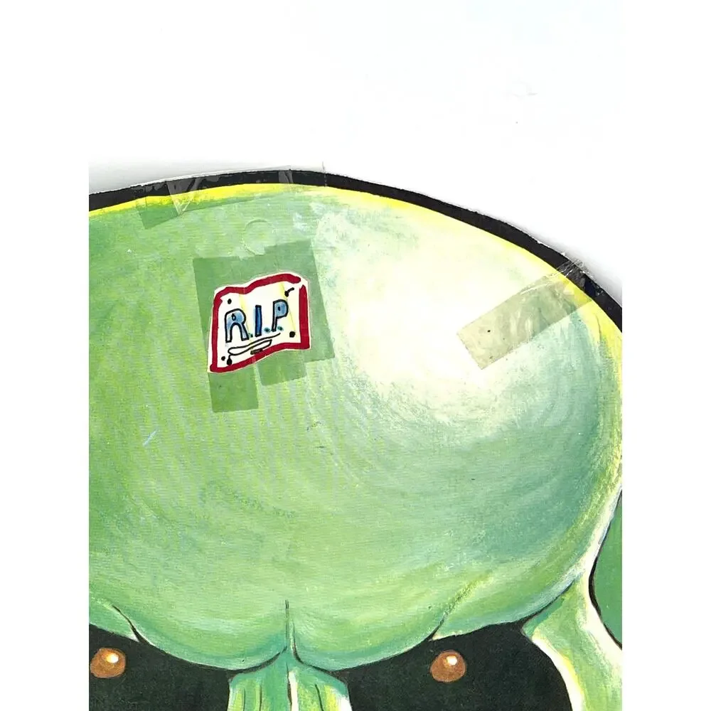 Vintage Peck USA Halloween Die Cut Green Skull Decoration Dbl Sided 13